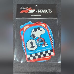Peanuts F1 Formula 1 Snoopy 75th Anniversary Stickers NEW LIMITED set of 8